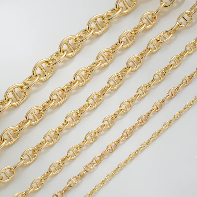 14K gold-plated platinum double hole pig nose handmade loose chain