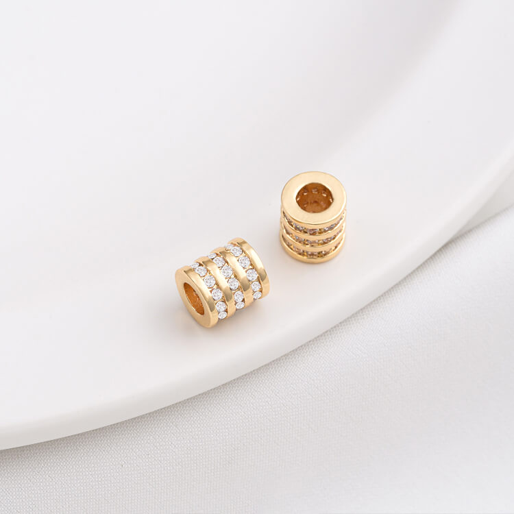 14K gold-plated micro-inlaid zircon wheel spacer with large hole