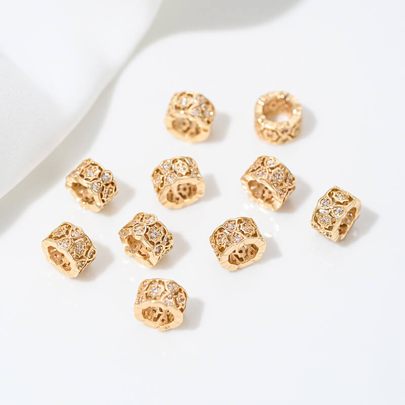 14k gold-plated snowflake spacer beads