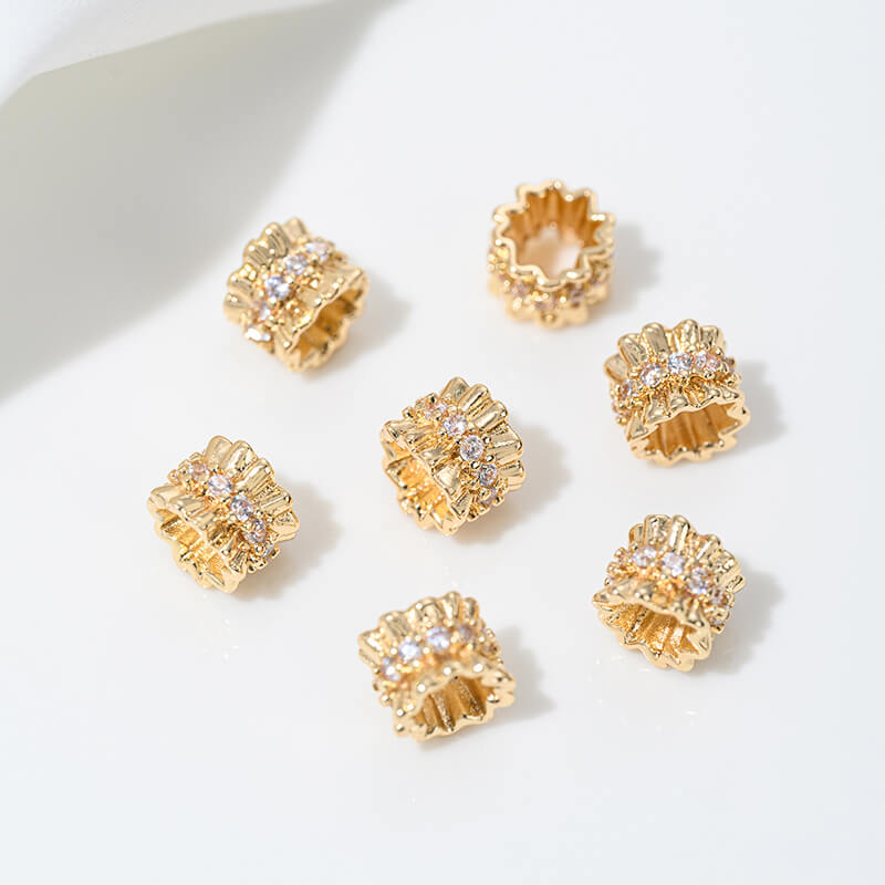 14K gold-plated zircon spacer beads
