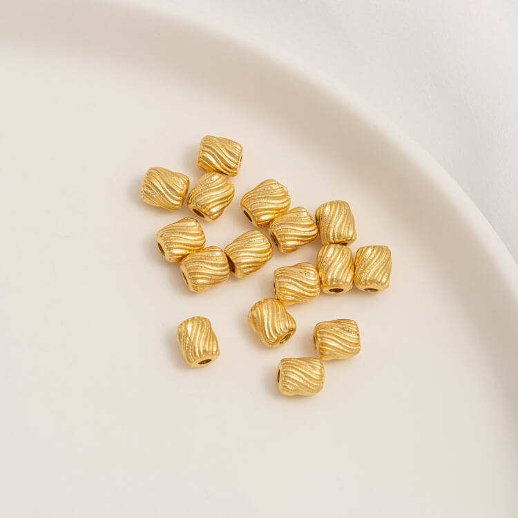 Gold Pumpkin Beads Lantern Beads Fu Zi Hui Pattern Transfer Beads Small Fish Peach Blossom Through Hole Beads