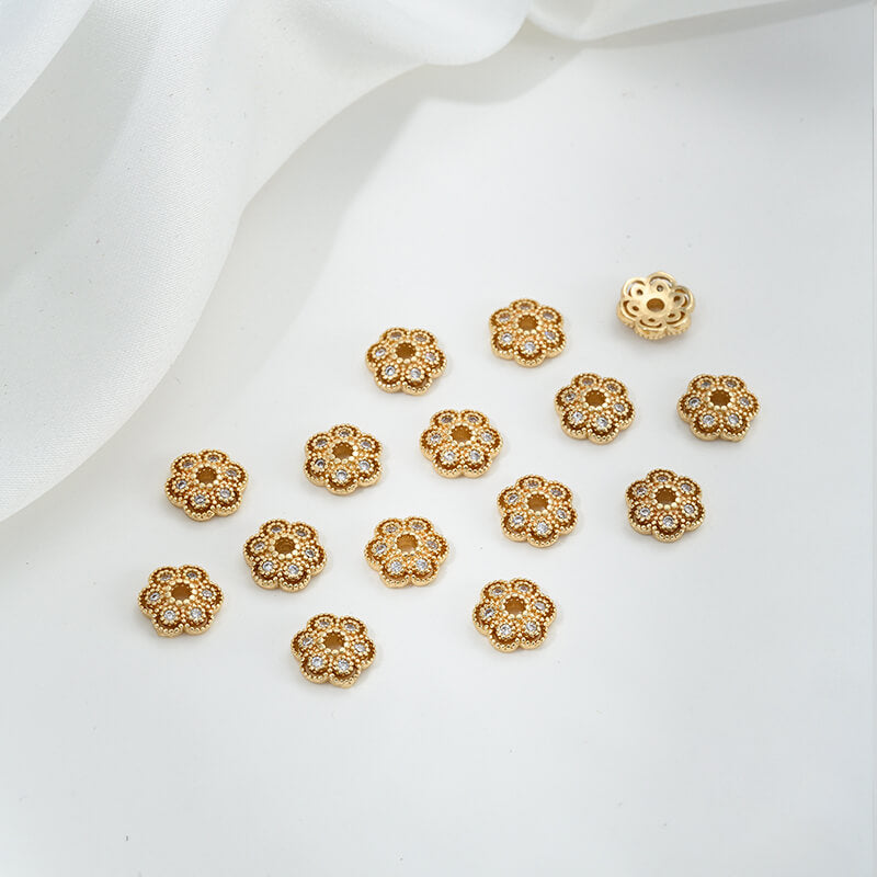 Inlaid with zircon snowflakes, daisy and plum blossoms, small bead holders