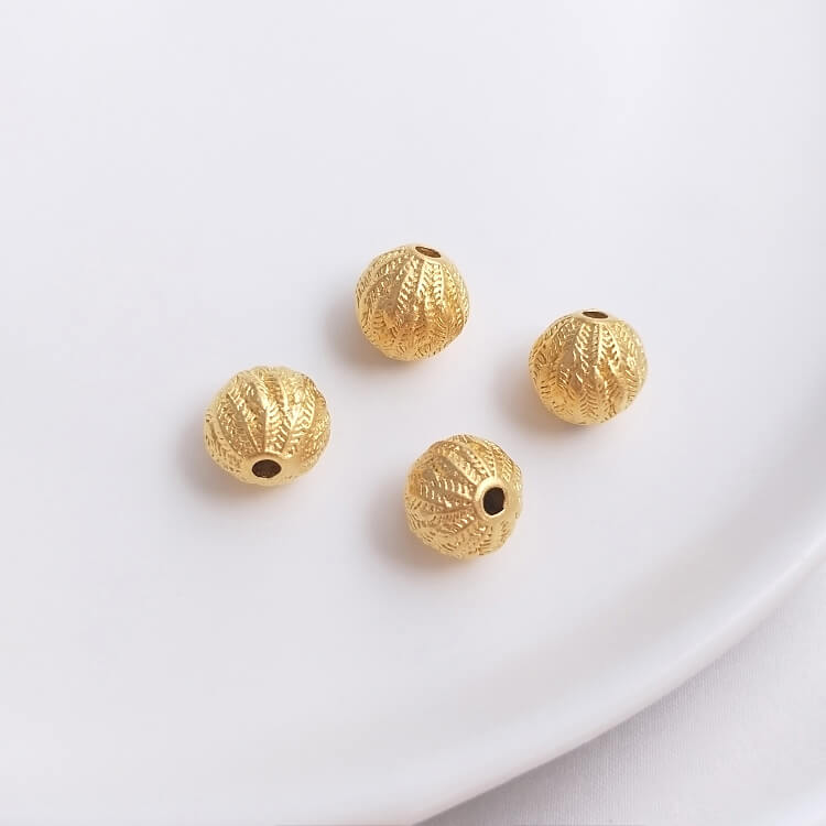 Gold pendant hollow carved spacer beads blessing word lantern flower ball