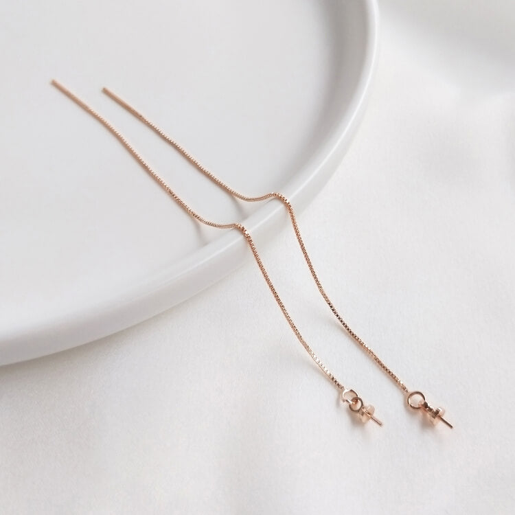 Earring Findings – 18K Gold Plated Copper Ear Wires, Rose & White Gold Threader Chains with Pins, Loops, and Open Rings for DIY Tassel Earrings