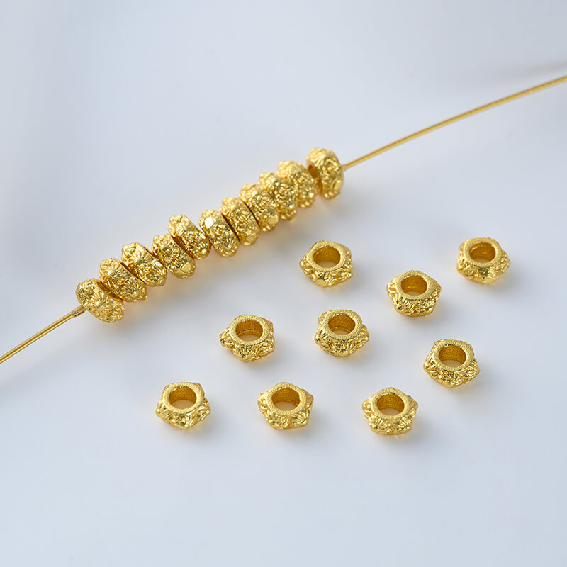 Copper plated gold shaped lucky copper coin spacer beads
