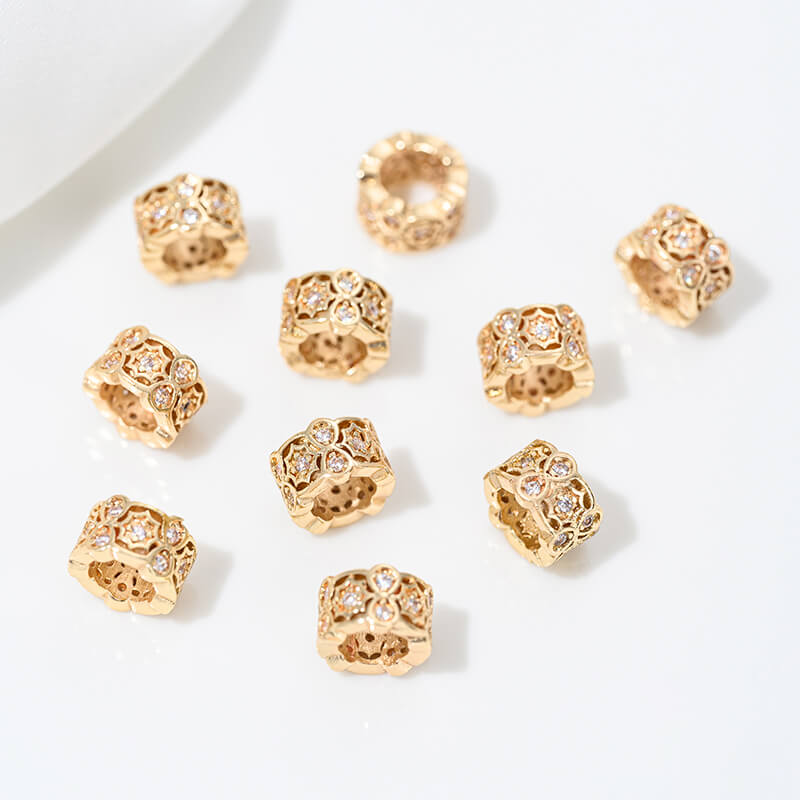 14k gold-plated snowflake spacer beads