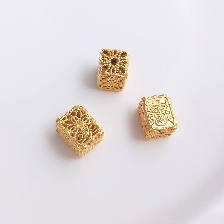 Gold pendant hollow carved spacer beads blessing word lantern flower ball