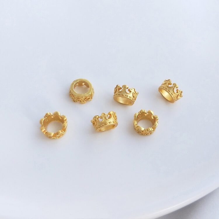 18K matte gold double-sided spacer beads four-leaf clover wreath crown bead spacer