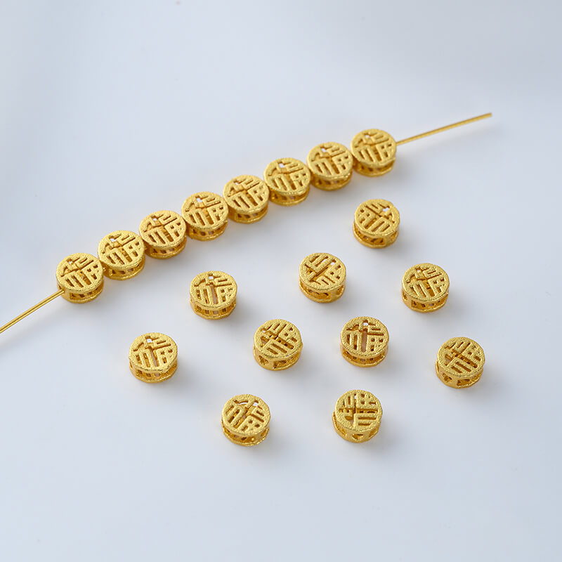 Copper plated gold shaped lucky copper coin spacer beads