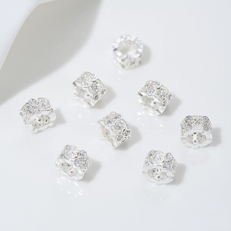 Copper plated sterling silver snowflake spacer thick silver spacer beads