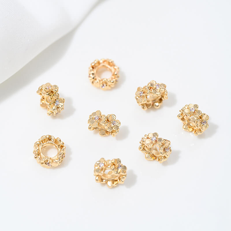 14k gold-plated snowflake spacer beads