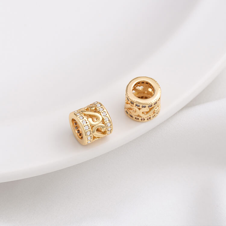 14K gold-plated micro-inlaid zircon wheel spacer with large hole