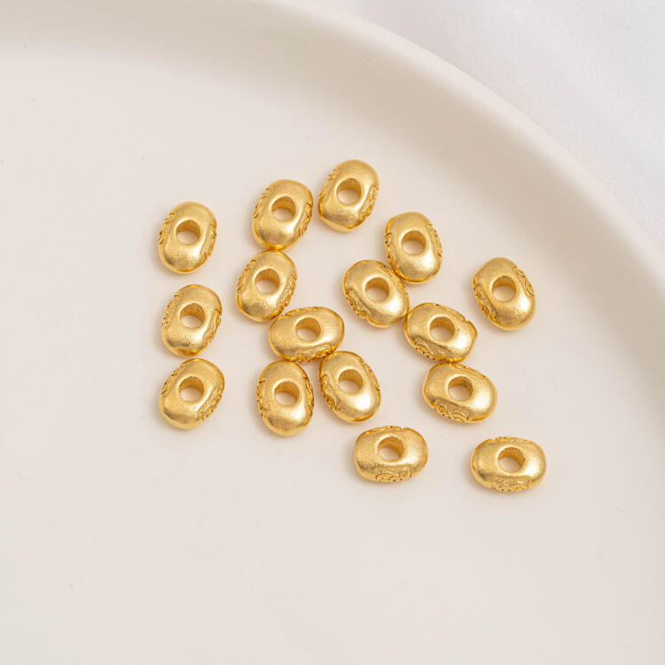 Gold Pumpkin Beads Lantern Beads Fu Zi Hui Pattern Transfer Beads Small Fish Peach Blossom Through Hole Beads