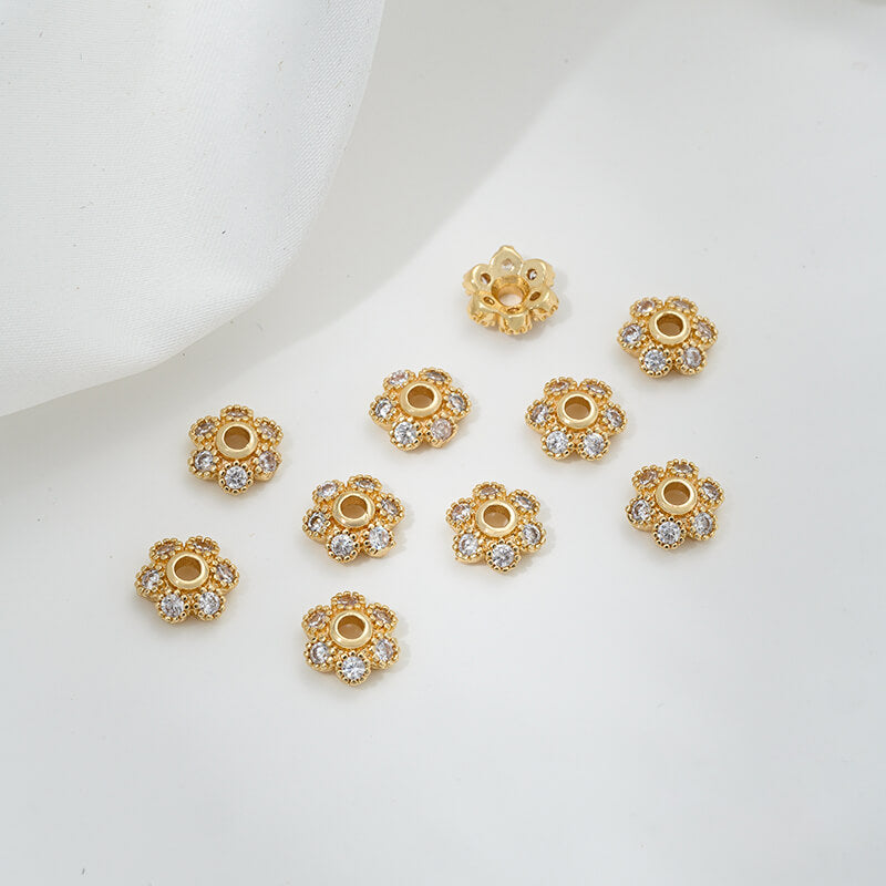 Inlaid with zircon snowflakes, daisy and plum blossoms, small bead holders