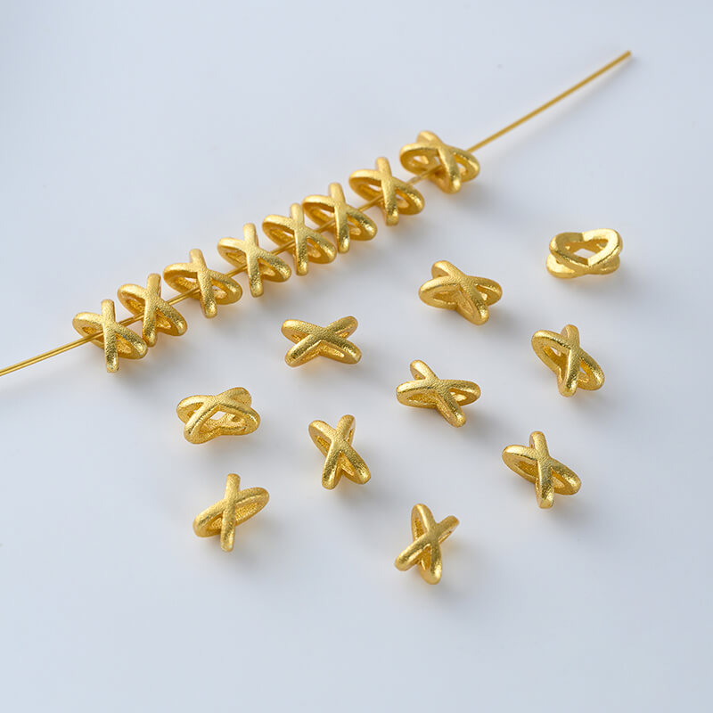 Copper plated gold shaped lucky copper coin spacer beads