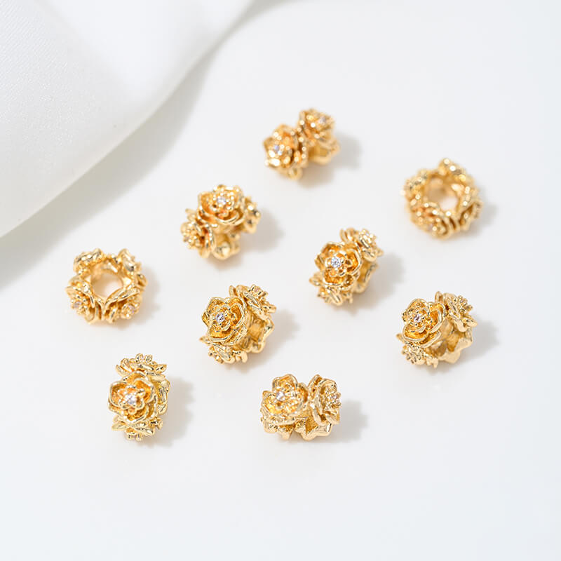 14k gold-plated snowflake spacer beads