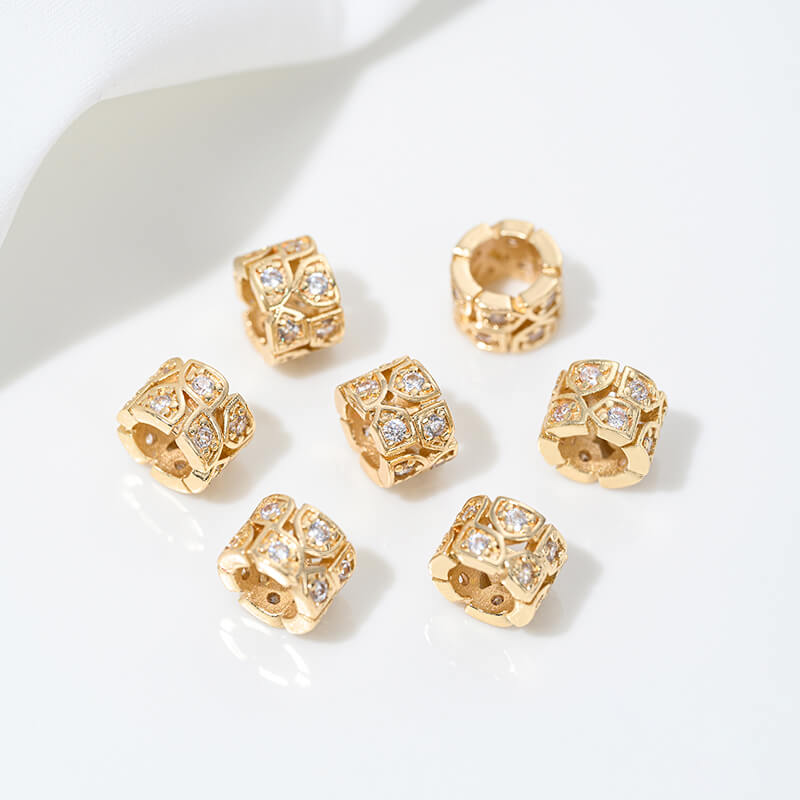 14K gold-plated zircon spacer beads