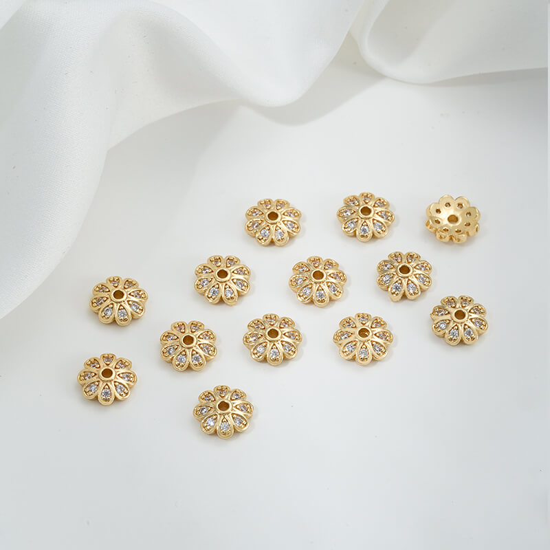 Inlaid with zircon snowflakes, daisy and plum blossoms, small bead holders