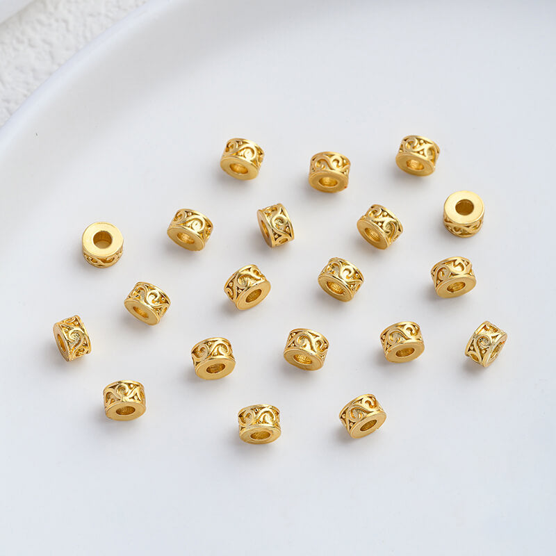18K matte gold double-sided spacer beads four-leaf clover wreath crown bead spacer