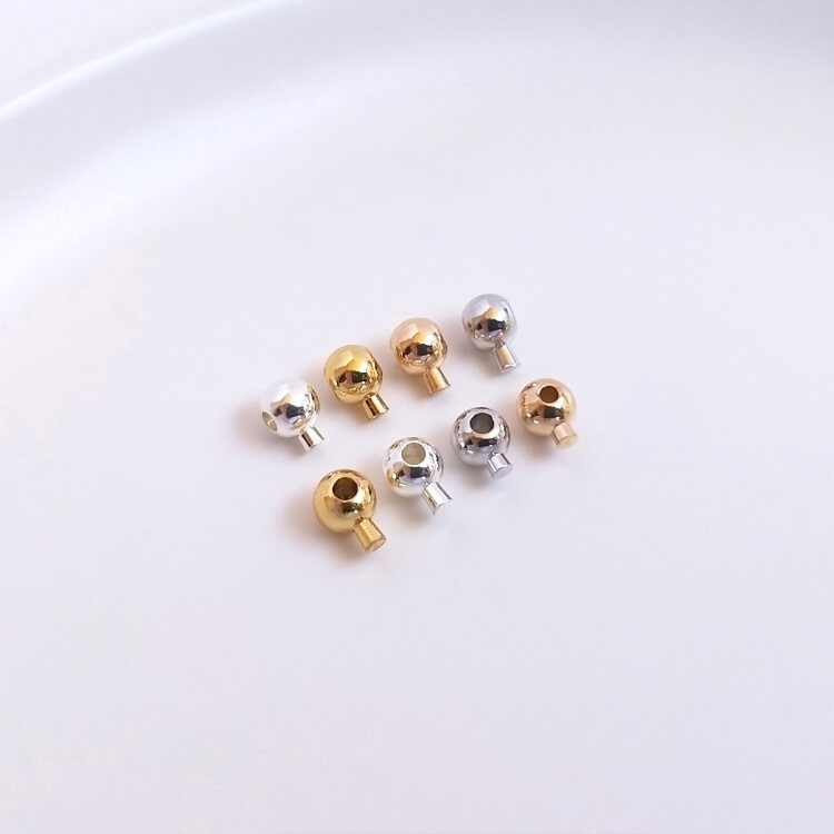 14K18K gold-plated platinum sterling silver round positioning bead snap button