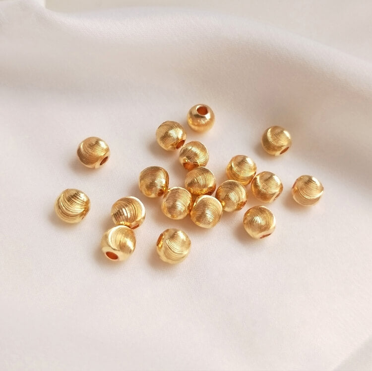 14K gold-plated cat's eye round beads 10 50 pieces