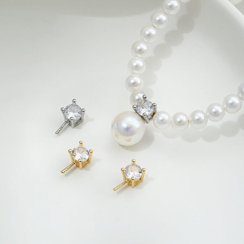 14K gold-plated classic Princess Diana single zirconium bead needle empty spacer bead