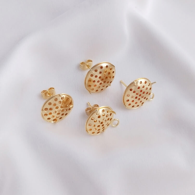 14K gold-plated color-preserving showerhead disc with hanging ear pin