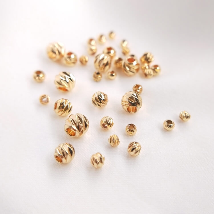 14K gold-plated faceted round beads isolation beads 10 100 pieces