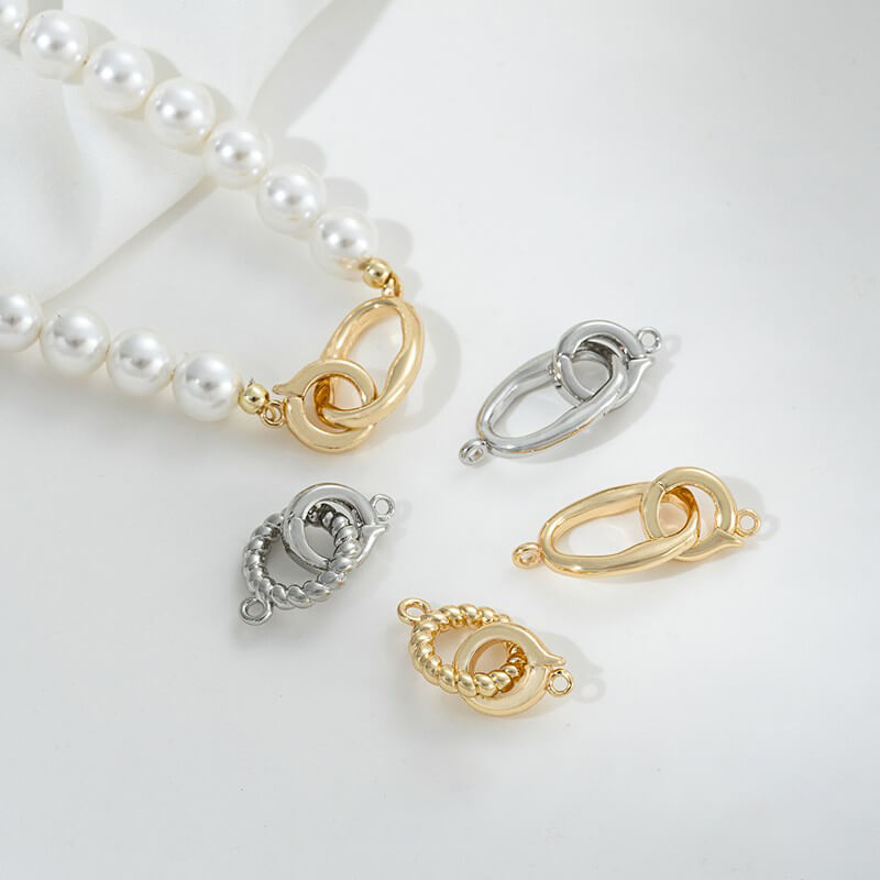 14K gold-plated special-shaped oval double ring pendant bails