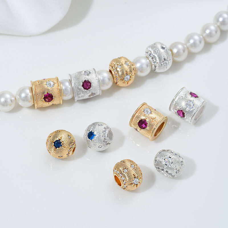 14K gold-plated zirconium spacer bead accessories with large holes