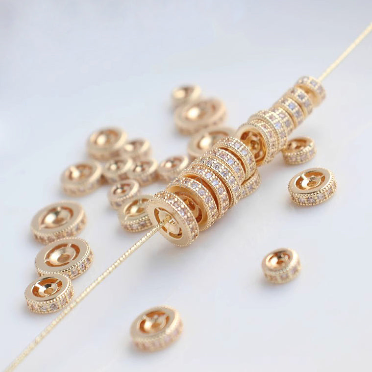 14K gold-plated zircon wheel spacer