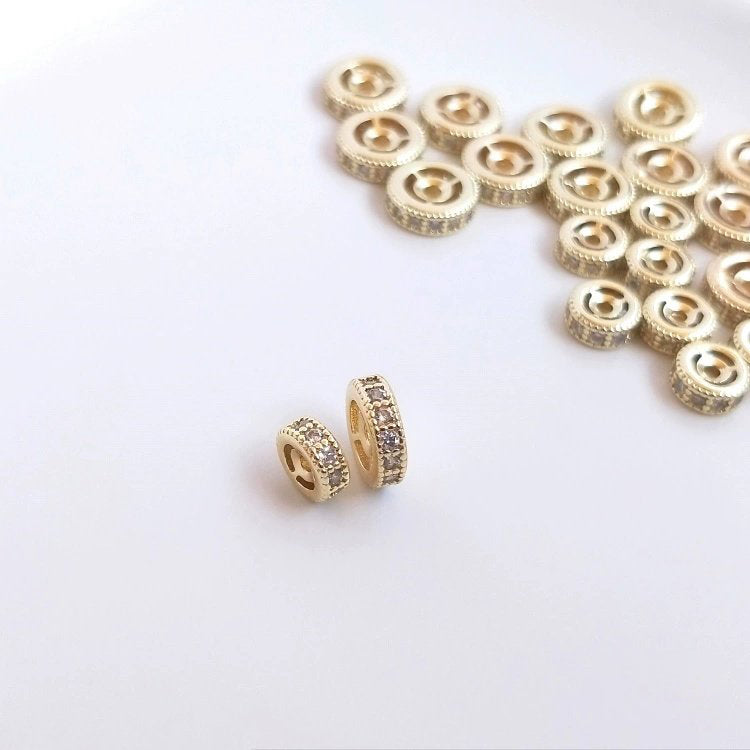 14K gold-plated zircon wheel spacer