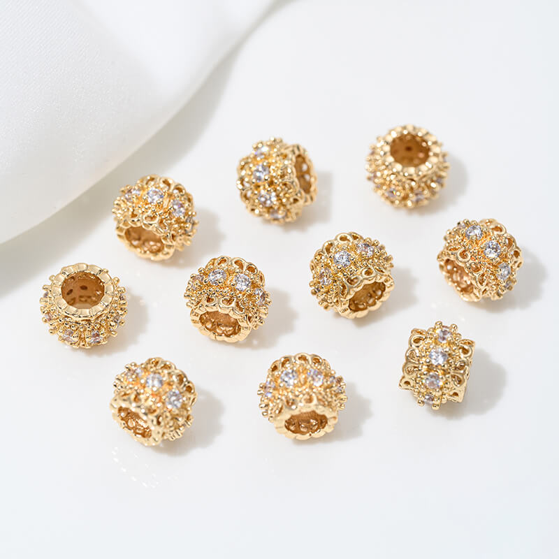 14k gold-plated snowflake spacer beads