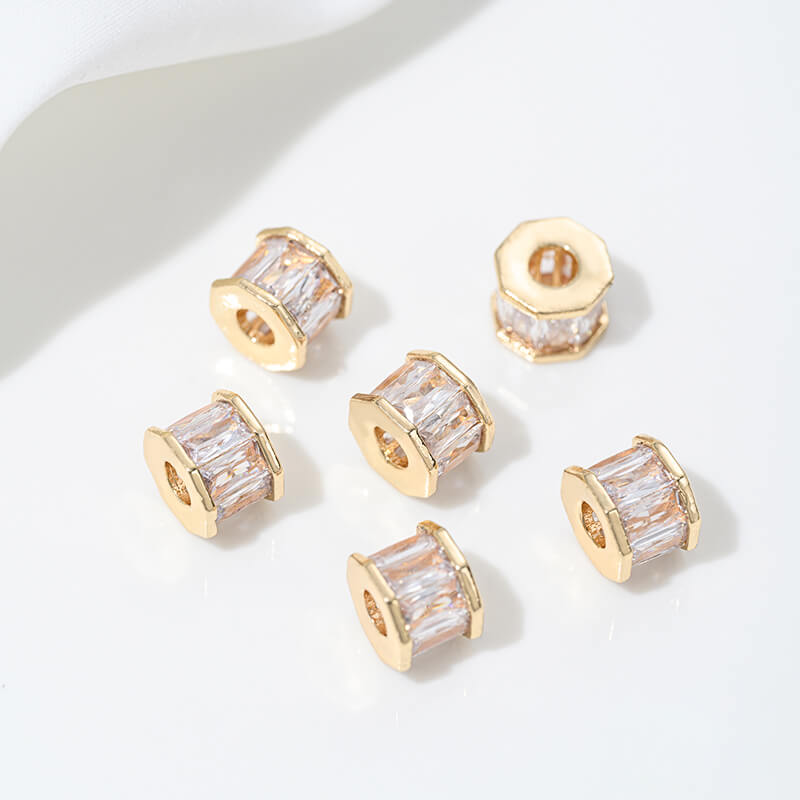 14K gold-plated zircon spacer beads