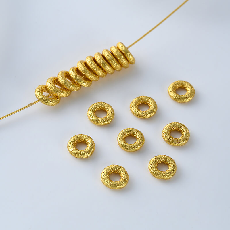 Copper plated gold shaped lucky copper coin spacer beads