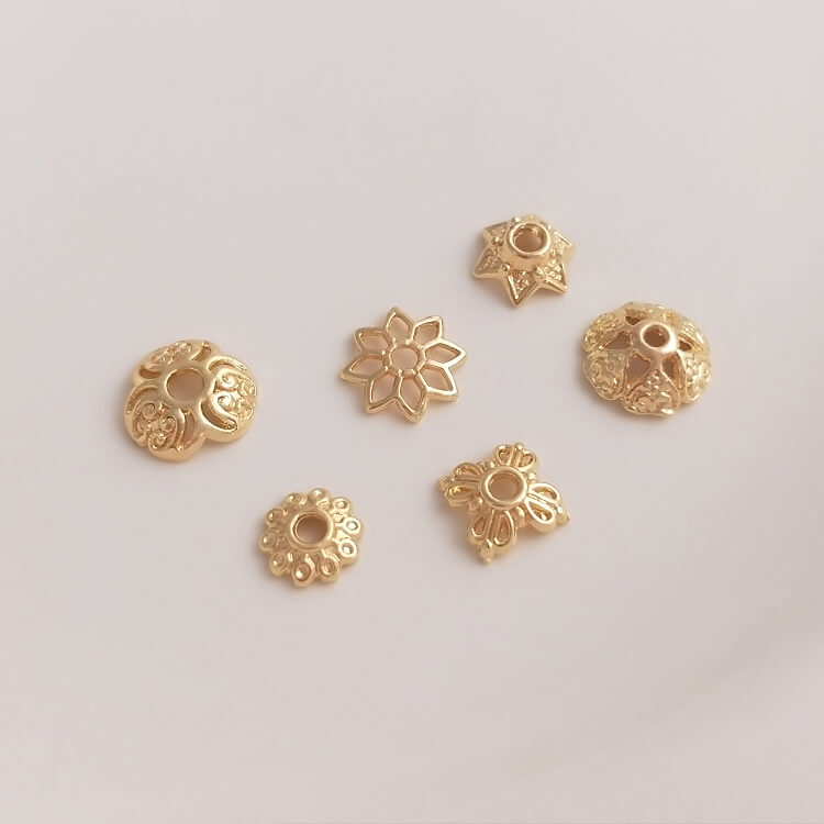 14 gold-plated six-pointed star daisy flower holder hollow flower cap bead holder