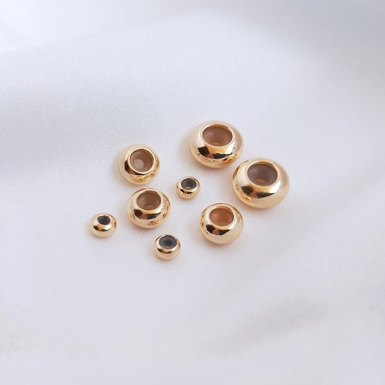 14K gold plated with hanging ring,without hanging ring round plastic beads,abacus flat glue beads