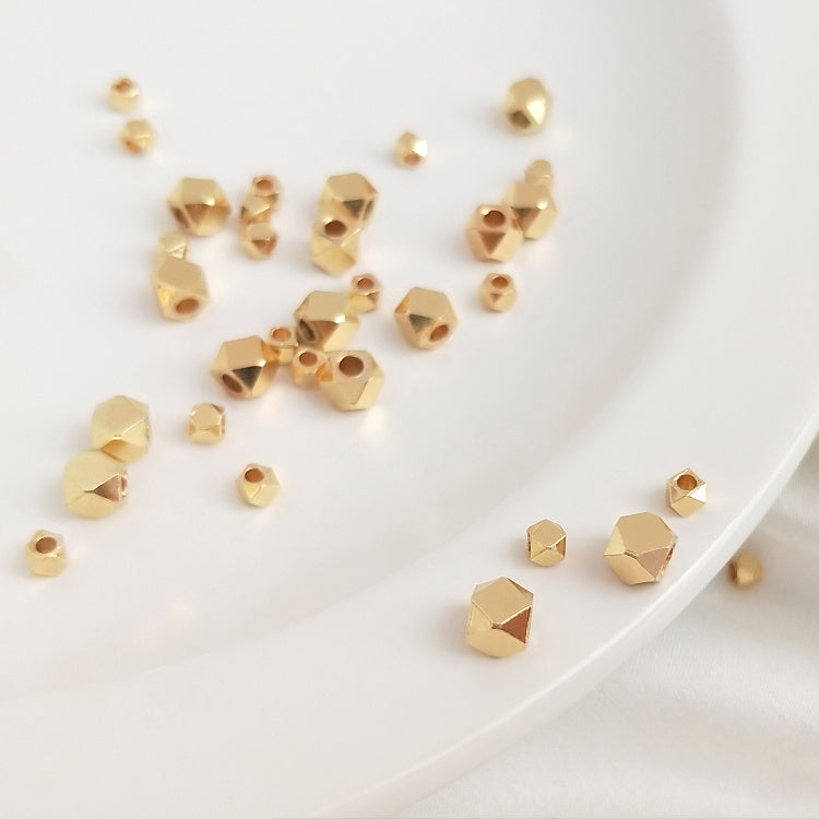 14K gold-plated white k cut corner beads polygonal cut loose beads 50 pieces
