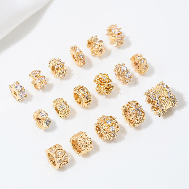 14K gold-plated zircon spacer beads