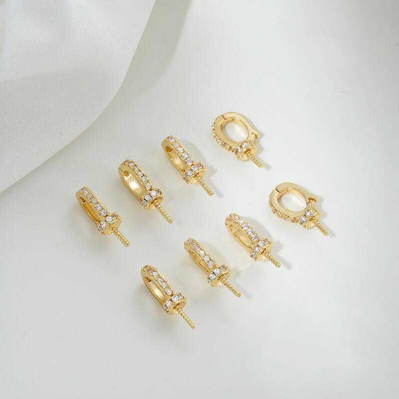 Zircon inlaid buckle type universal buckle half hole bead holder pendant buckle