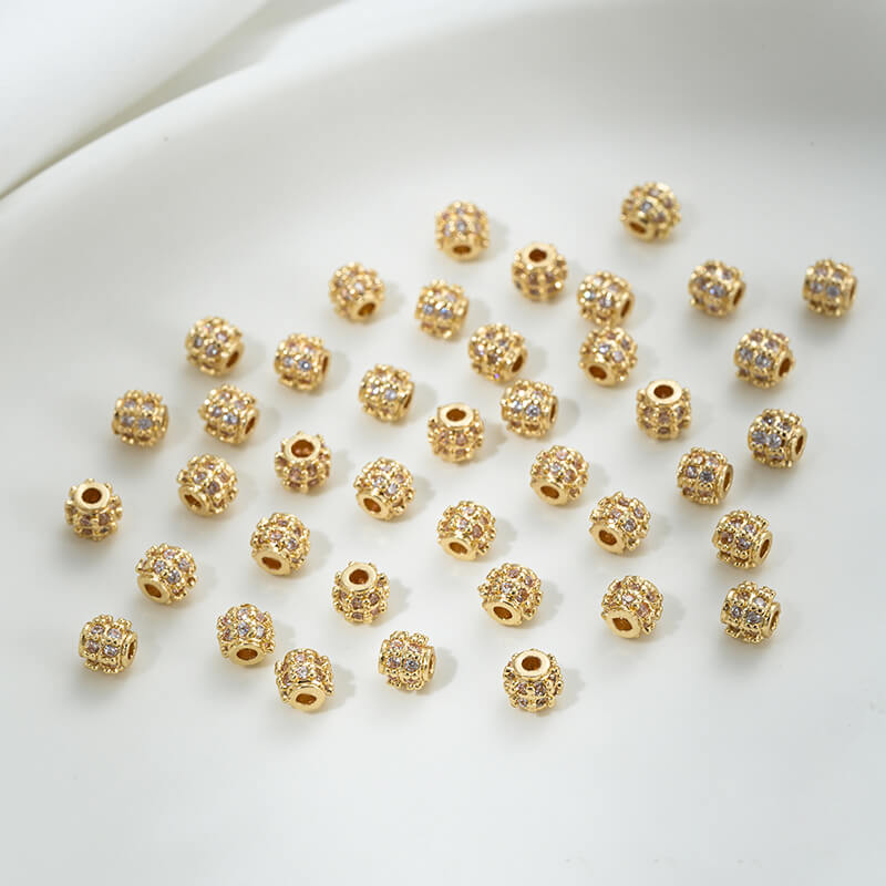 Micro-inlaid double-row zircon mini diamond ball spacer beads