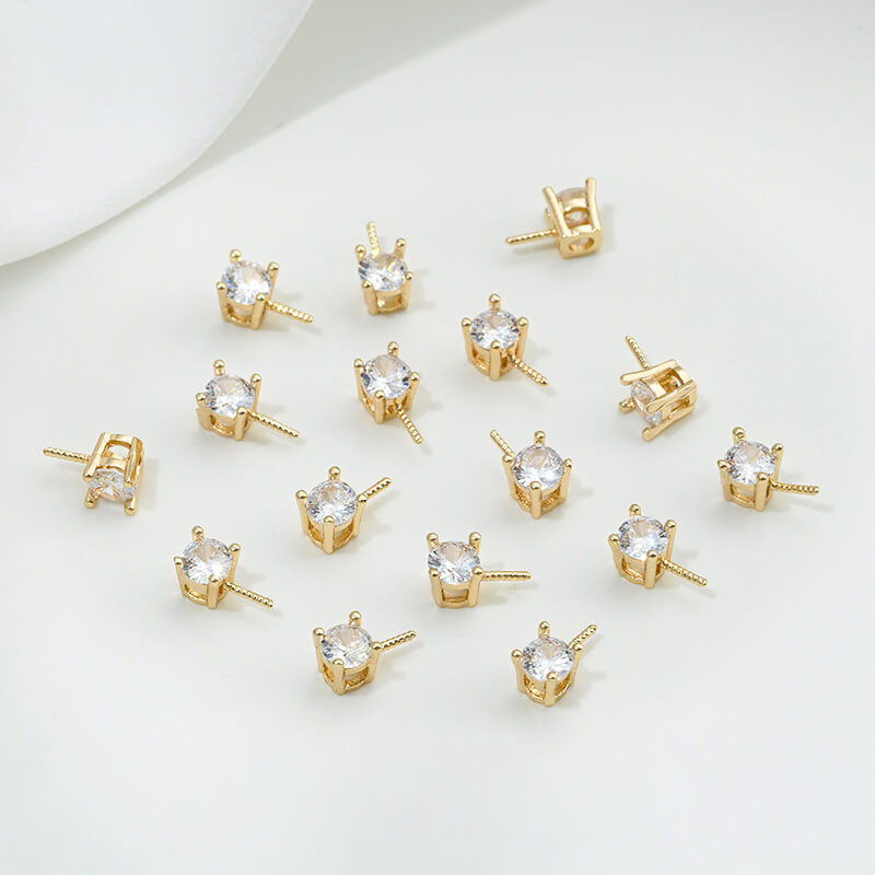 14K gold-plated classic Princess Diana single zirconium bead needle empty spacer bead