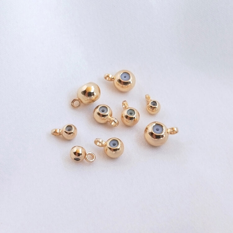14K gold plated with hanging ring,without hanging ring round plastic beads,abacus flat glue beads