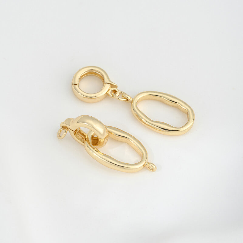 14K gold-plated special-shaped oval double ring pendant bails