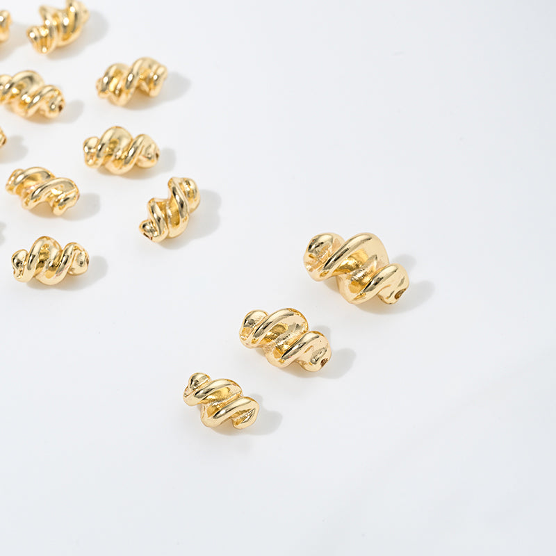 14K gold-plated spiral bead 1 piece