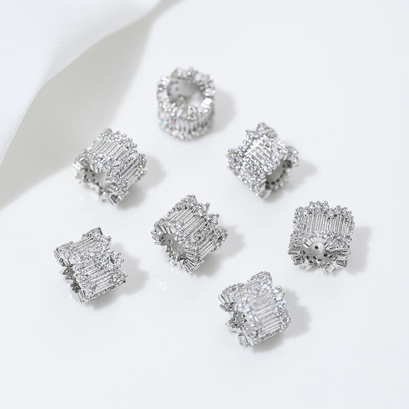 Platinum inlaid zircon snowflake spacer beads