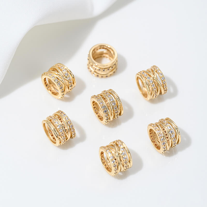 14K gold-plated zircon spacer beads