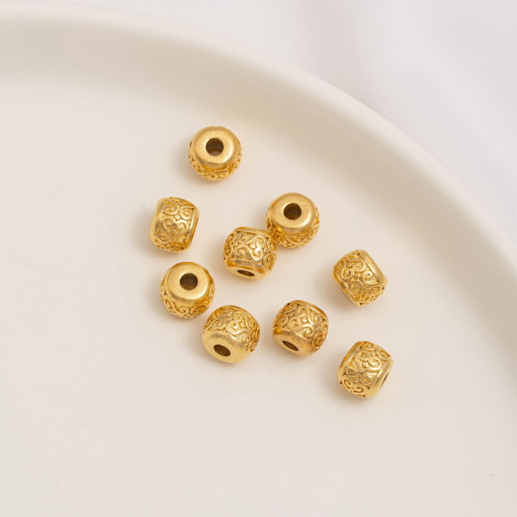 Gold Pumpkin Beads Lantern Beads Fu Zi Hui Pattern Transfer Beads Small Fish Peach Blossom Through Hole Beads