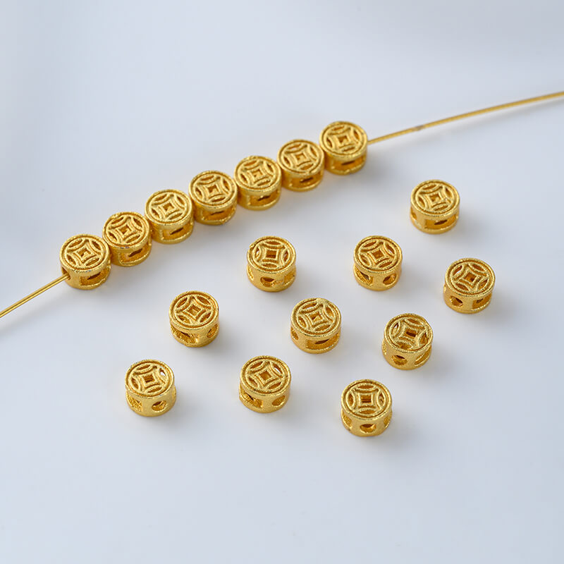 Copper plated gold shaped lucky copper coin spacer beads