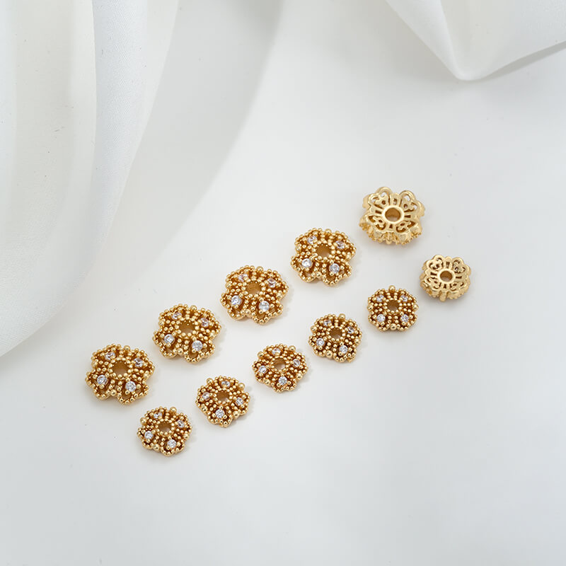Inlaid with zircon snowflakes, daisy and plum blossoms, small bead holders